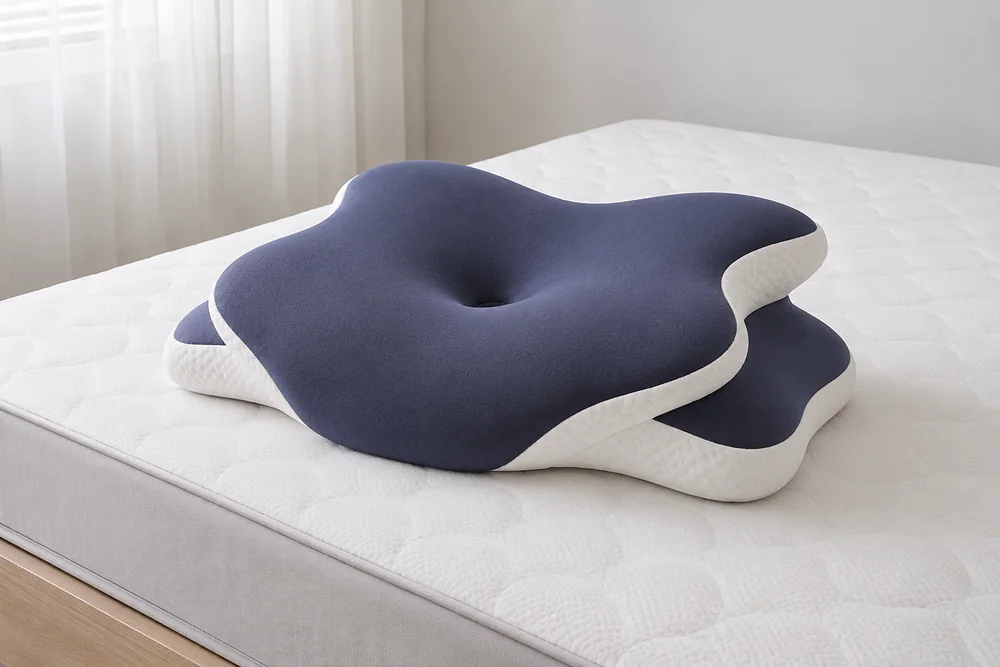 A bare mattress corner with the pillow resting on it
