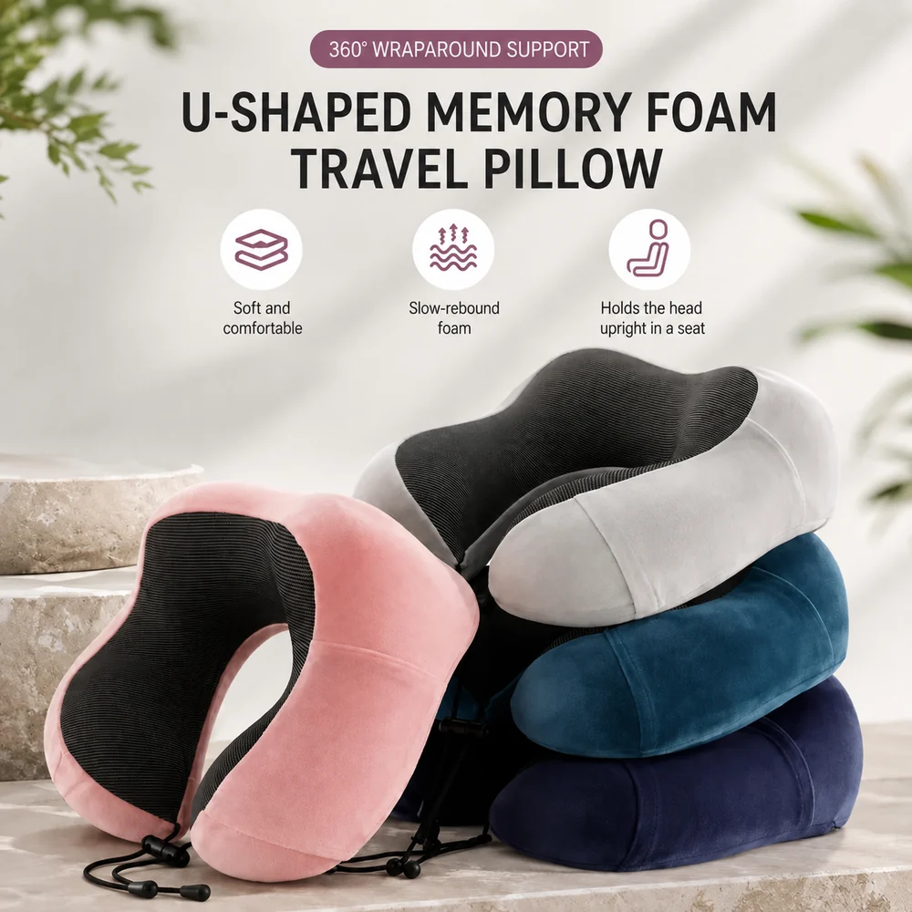The Cradleform U-shaped travel pillow in several colors